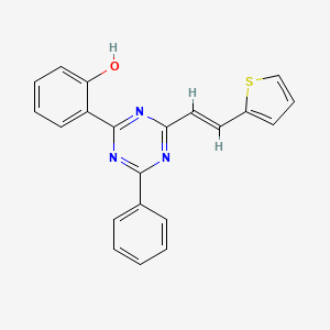 molecular formula C21H15N3OS B11462413 2-{4-phenyl-6-[(E)-2-(thiophen-2-yl)ethenyl]-1,3,5-triazin-2-yl}phenol 