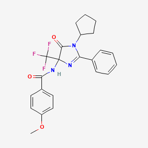 N-[1-cyclopentyl-5-oxo-2-phenyl-4-(trifluoromethyl)-4,5-dihydro-1H-imidazol-4-yl]-4-methoxybenzamide