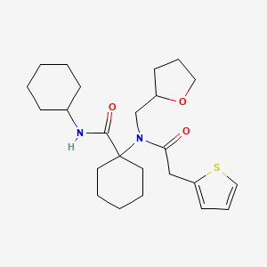 molecular formula C24H36N2O3S B11462478 N-cyclohexyl-1-[(tetrahydrofuran-2-ylmethyl)(thiophen-2-ylacetyl)amino]cyclohexanecarboxamide 