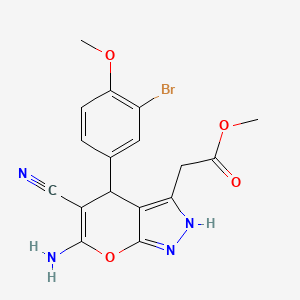 Methyl [6-amino-4-(3-bromo-4-methoxyphenyl)-5-cyano-1,4-dihydropyrano[2,3-c]pyrazol-3-yl]acetate