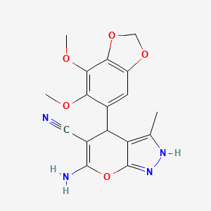 6-Amino-4-(6,7-dimethoxy-1,3-benzodioxol-5-yl)-3-methyl-2,4-dihydropyrano[2,3-c]pyrazole-5-carbonitrile