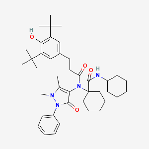 molecular formula C41H58N4O4 B11462546 N-cyclohexyl-1-{[3-(3,5-di-tert-butyl-4-hydroxyphenyl)propanoyl](1,5-dimethyl-3-oxo-2-phenyl-2,3-dihydro-1H-pyrazol-4-yl)amino}cyclohexanecarboxamide 