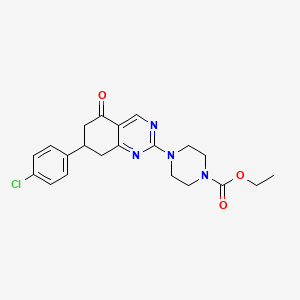 molecular formula C21H23ClN4O3 B11462589 Ethyl 4-[7-(4-chlorophenyl)-5-oxo-5,6,7,8-tetrahydroquinazolin-2-yl]piperazine-1-carboxylate 