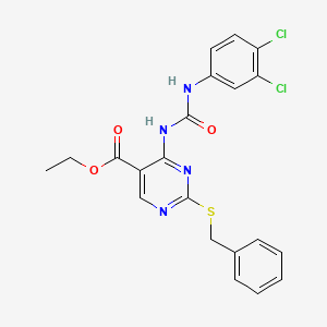 Ethyl 2-(benzylsulfanyl)-4-{[(3,4-dichlorophenyl)carbamoyl]amino}pyrimidine-5-carboxylate