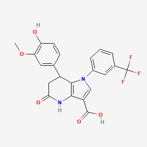 7-(4-hydroxy-3-methoxyphenyl)-5-oxo-1-[3-(trifluoromethyl)phenyl]-4,5,6,7-tetrahydro-1H-pyrrolo[3,2-b]pyridine-3-carboxylic acid