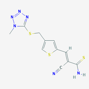 (2E)-2-cyano-3-(4-{[(1-methyl-1H-tetrazol-5-yl)sulfanyl]methyl}thiophen-2-yl)prop-2-enethioamide