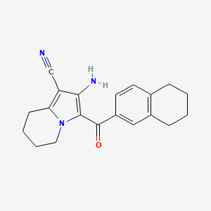 molecular formula C20H21N3O B11462675 2-Amino-3-[(5,6,7,8-tetrahydronaphthalen-2-yl)carbonyl]-5,6,7,8-tetrahydroindolizine-1-carbonitrile 