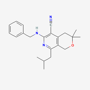 molecular formula C22H27N3O B11462686 6-(benzylamino)-3,3-dimethyl-8-(2-methylpropyl)-3,4-dihydro-1H-pyrano[3,4-c]pyridine-5-carbonitrile 