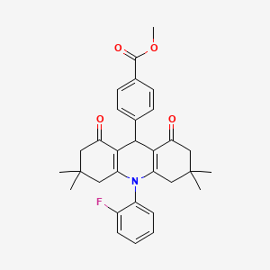 Methyl 4-[10-(2-fluorophenyl)-3,3,6,6-tetramethyl-1,8-dioxo-1,2,3,4,5,6,7,8,9,10-decahydroacridin-9-yl]benzoate