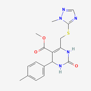 molecular formula C17H19N5O3S B11462720 methyl 4-(4-methylphenyl)-6-{[(1-methyl-1H-1,2,4-triazol-5-yl)sulfanyl]methyl}-2-oxo-1,2,3,4-tetrahydropyrimidine-5-carboxylate 