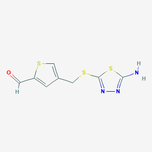 molecular formula C8H7N3OS3 B11462733 4-{[(5-Amino-1,3,4-thiadiazol-2-yl)sulfanyl]methyl}thiophene-2-carbaldehyde 