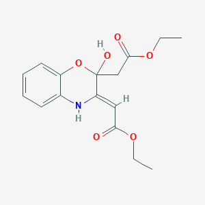 molecular formula C16H19NO6 B11462773 diethyl (2'Z)-2,2'-(2-hydroxy-2H-1,4-benzoxazin-2-yl-3-ylidene)diacetate 