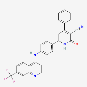 2-Oxo-4-phenyl-6-(4-{[7-(trifluoromethyl)quinolin-4-yl]amino}phenyl)-1,2-dihydropyridine-3-carbonitrile