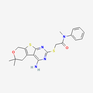 2-[(3-amino-12,12-dimethyl-11-oxa-8-thia-4,6-diazatricyclo[7.4.0.02,7]trideca-1(9),2,4,6-tetraen-5-yl)sulfanyl]-N-methyl-N-phenylacetamide