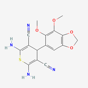 2,6-diamino-4-(6,7-dimethoxy-1,3-benzodioxol-5-yl)-4H-thiopyran-3,5-dicarbonitrile