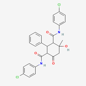 molecular formula C27H24Cl2N2O4 B11462894 N,N'-bis(4-chlorophenyl)-4-hydroxy-4-methyl-6-oxo-2-phenylcyclohexane-1,3-dicarboxamide 