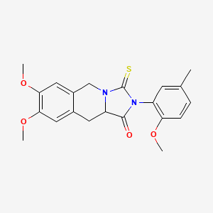 molecular formula C21H22N2O4S B11462918 7,8-dimethoxy-2-(2-methoxy-5-methylphenyl)-3-thioxo-2,3,10,10a-tetrahydroimidazo[1,5-b]isoquinolin-1(5H)-one 