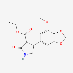 molecular formula C15H17NO6 B11462953 Ethyl 4-(7-methoxy-2H-1,3-benzodioxol-5-yl)-2-oxopyrrolidine-3-carboxylate 