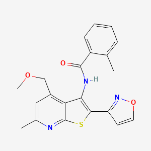 molecular formula C21H19N3O3S B11462955 N-[4-(methoxymethyl)-6-methyl-2-(1,2-oxazol-3-yl)thieno[2,3-b]pyridin-3-yl]-2-methylbenzamide 