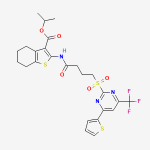 Propan-2-yl 2-[(4-{[4-(thiophen-2-yl)-6-(trifluoromethyl)pyrimidin-2-yl]sulfonyl}butanoyl)amino]-4,5,6,7-tetrahydro-1-benzothiophene-3-carboxylate