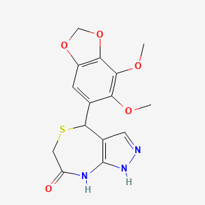 4-(6,7-dimethoxy-1,3-benzodioxol-5-yl)-4,8-dihydro-1H-pyrazolo[3,4-e][1,4]thiazepin-7(6H)-one