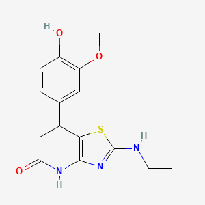 molecular formula C15H17N3O3S B11463050 2-(Ethylamino)-7-(4-hydroxy-3-methoxyphenyl)-4H,6H,7H-[1,3]thiazolo[4,5-b]pyridin-5-one 