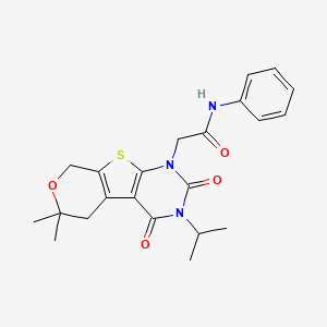 2-(12,12-dimethyl-3,5-dioxo-4-propan-2-yl-11-oxa-8-thia-4,6-diazatricyclo[7.4.0.02,7]trideca-1(9),2(7)-dien-6-yl)-N-phenylacetamide