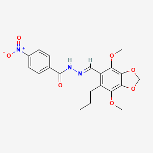 molecular formula C20H21N3O7 B11463158 N'-[(E)-(4,7-dimethoxy-6-propyl-1,3-benzodioxol-5-yl)methylidene]-4-nitrobenzohydrazide 