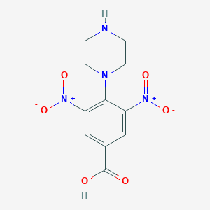 molecular formula C11H12N4O6 B11463159 3,5-Dinitro-4-(piperazin-1-yl)benzoic acid 