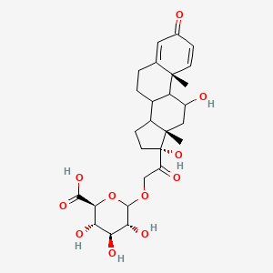 molecular formula C₂₇H₃₆O₁₁ B1146316 (11beta)-11,17-Dihydroxy-3,20-dioxopregna-1,4-dien-21-yl beta-D-Glucopyranosiduronic Acid CAS No. 512165-95-6