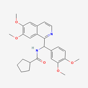 molecular formula C26H30N2O5 B11463165 N-[(6,7-dimethoxyisoquinolin-1-yl)(3,4-dimethoxyphenyl)methyl]cyclopentanecarboxamide 