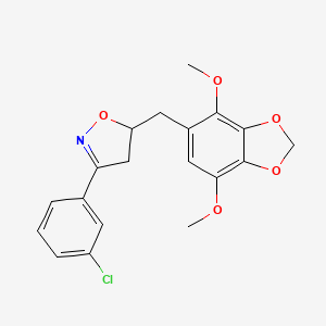 3-(3-Chlorophenyl)-5-[(4,7-dimethoxy-1,3-benzodioxol-5-yl)methyl]-4,5-dihydro-1,2-oxazole