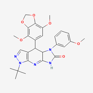 1-(tert-butyl)-4-(4,7-dimethoxy-1,3-benzodioxol-5-yl)-5-(3-methoxyphenyl)-4,4a,5,7-tetrahydroimidazo[4,5-b]pyrazolo[4,3-e]pyridin-6(1H)-one