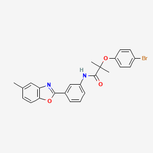 molecular formula C24H21BrN2O3 B11463263 2-(4-bromophenoxy)-2-methyl-N-[3-(5-methyl-1,3-benzoxazol-2-yl)phenyl]propanamide 