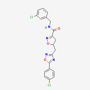 N-(3-chlorobenzyl)-5-{[5-(4-chlorophenyl)-1,2,4-oxadiazol-3-yl]methyl}-4,5-dihydro-1,2-oxazole-3-carboxamide