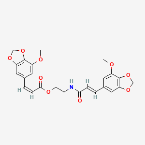 molecular formula C24H23NO9 B11463387 2-{[(2E)-3-(7-methoxy-1,3-benzodioxol-5-yl)prop-2-enoyl]amino}ethyl (2Z)-3-(7-methoxy-1,3-benzodioxol-5-yl)prop-2-enoate 