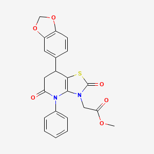 methyl [7-(1,3-benzodioxol-5-yl)-2,5-dioxo-4-phenyl-4,5,6,7-tetrahydro[1,3]thiazolo[4,5-b]pyridin-3(2H)-yl]acetate