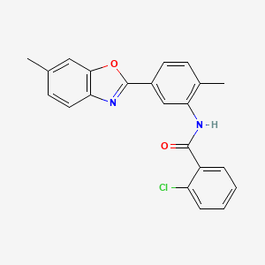 2-chloro-N-[2-methyl-5-(6-methyl-1,3-benzoxazol-2-yl)phenyl]benzamide