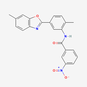 molecular formula C22H17N3O4 B11463416 N-[2-methyl-5-(6-methyl-1,3-benzoxazol-2-yl)phenyl]-3-nitrobenzamide 