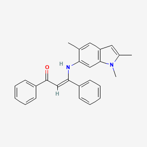 (2Z)-1,3-diphenyl-3-[(1,2,5-trimethyl-1H-indol-6-yl)amino]prop-2-en-1-one