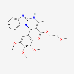 molecular formula C24H27N3O6 B11463448 2-Methoxyethyl 2-methyl-4-(3,4,5-trimethoxyphenyl)-1,4-dihydropyrimido[1,2-a]benzimidazole-3-carboxylate 