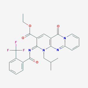 ethyl 7-(2-methylpropyl)-2-oxo-6-[2-(trifluoromethyl)benzoyl]imino-1,7,9-triazatricyclo[8.4.0.03,8]tetradeca-3(8),4,9,11,13-pentaene-5-carboxylate