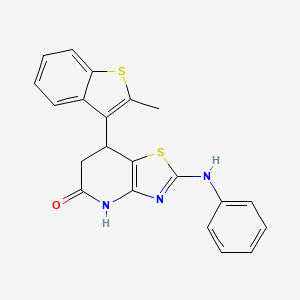 molecular formula C21H17N3OS2 B11463515 7-(2-methyl-1-benzothiophen-3-yl)-2-(phenylamino)-6,7-dihydro[1,3]thiazolo[4,5-b]pyridin-5(4H)-one 