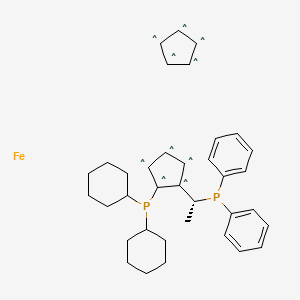 B1146354 (R)-1-[(1S)-2-(Dicyclohexylphosphino)ferrocenyl]ethyldi-phenylphosphine CAS No. 158923-09-2