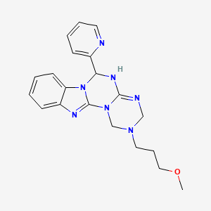 molecular formula C20H23N7O B11463549 4-(3-methoxypropyl)-9-pyridin-2-yl-2,4,6,8,10,17-hexazatetracyclo[8.7.0.02,7.011,16]heptadeca-1(17),6,11,13,15-pentaene 