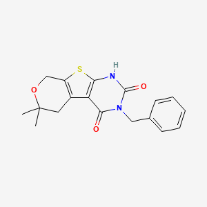 4-benzyl-12,12-dimethyl-11-oxa-8-thia-4,6-diazatricyclo[7.4.0.02,7]trideca-1(9),2(7)-diene-3,5-dione