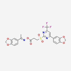 1-({[(1E)-1-(1,3-benzodioxol-5-yl)ethylidene]amino}oxy)-3-{[4-(1,3-benzodioxol-5-yl)-6-(trifluoromethyl)pyrimidin-2-yl]sulfonyl}propan-1-one