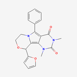 molecular formula C21H19N3O4 B11463654 13-(furan-2-yl)-3,5-dimethyl-8-phenyl-12-oxa-3,5,9-triazatricyclo[7.4.0.02,7]trideca-1,7-diene-4,6-dione 