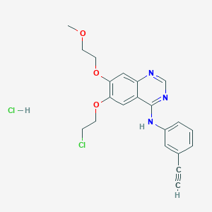 molecular formula C₂₁H₂₁Cl₂N₃O₃ B1146366 6-O-去甲氧基乙基-6-O-氯乙基厄洛替尼盐酸盐 CAS No. 183320-04-9