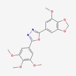 2-(7-Methoxy-1,3-benzodioxol-5-yl)-5-(3,4,5-trimethoxyphenyl)-1,3,4-oxadiazole